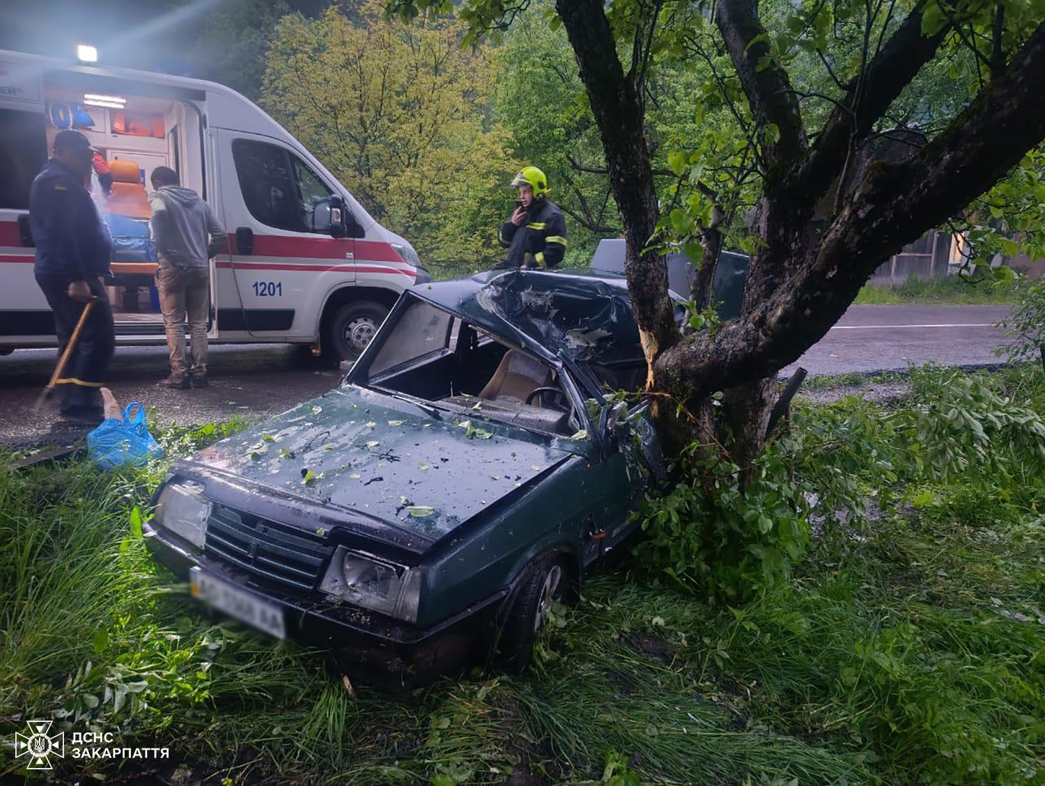 Аварія у Квасах, потрощене авто