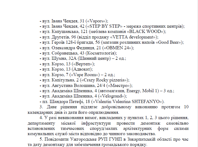 скриншот з рішення виконкому