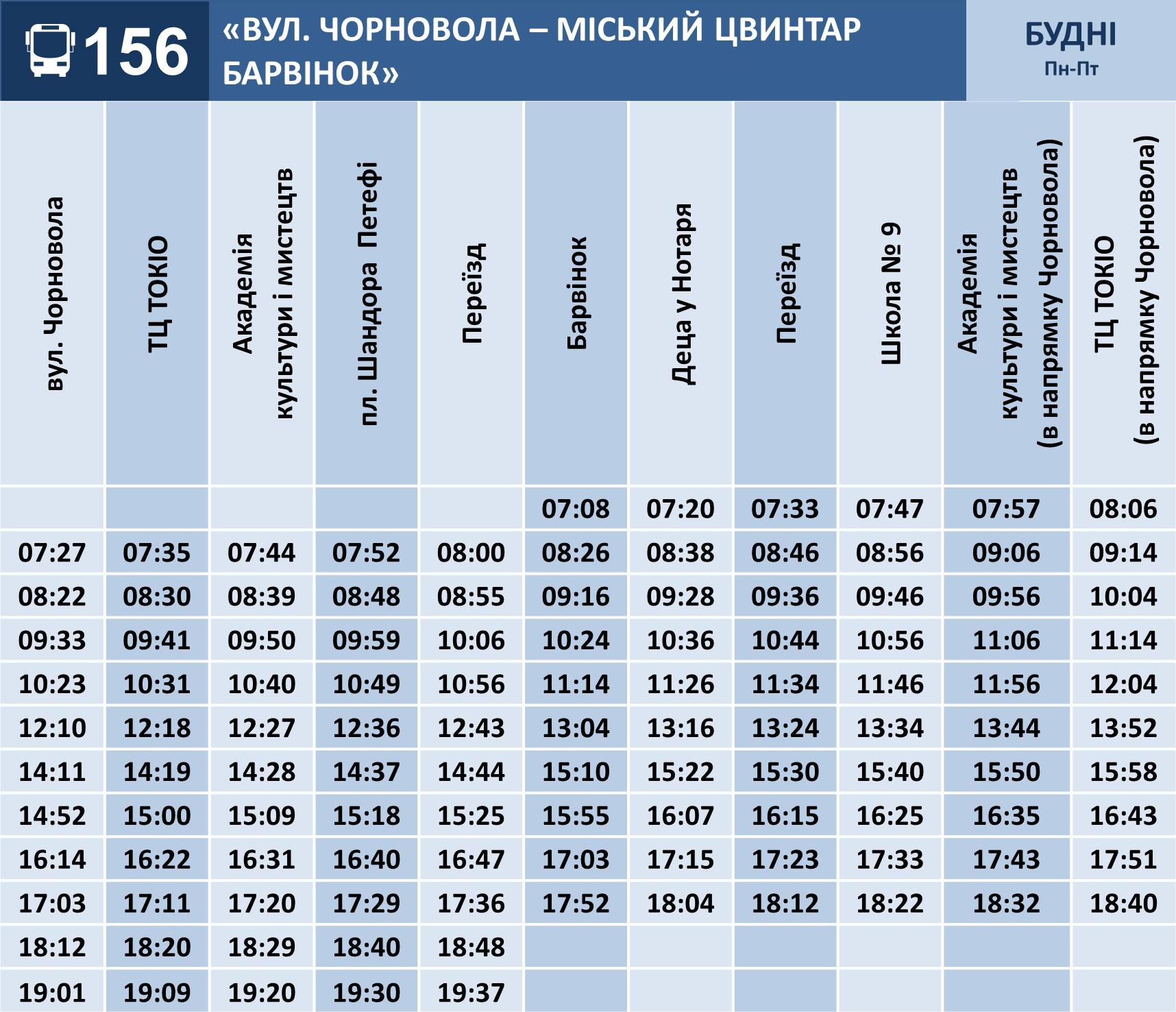 Розклад руху 156-ї маршрутки (Ужгород)