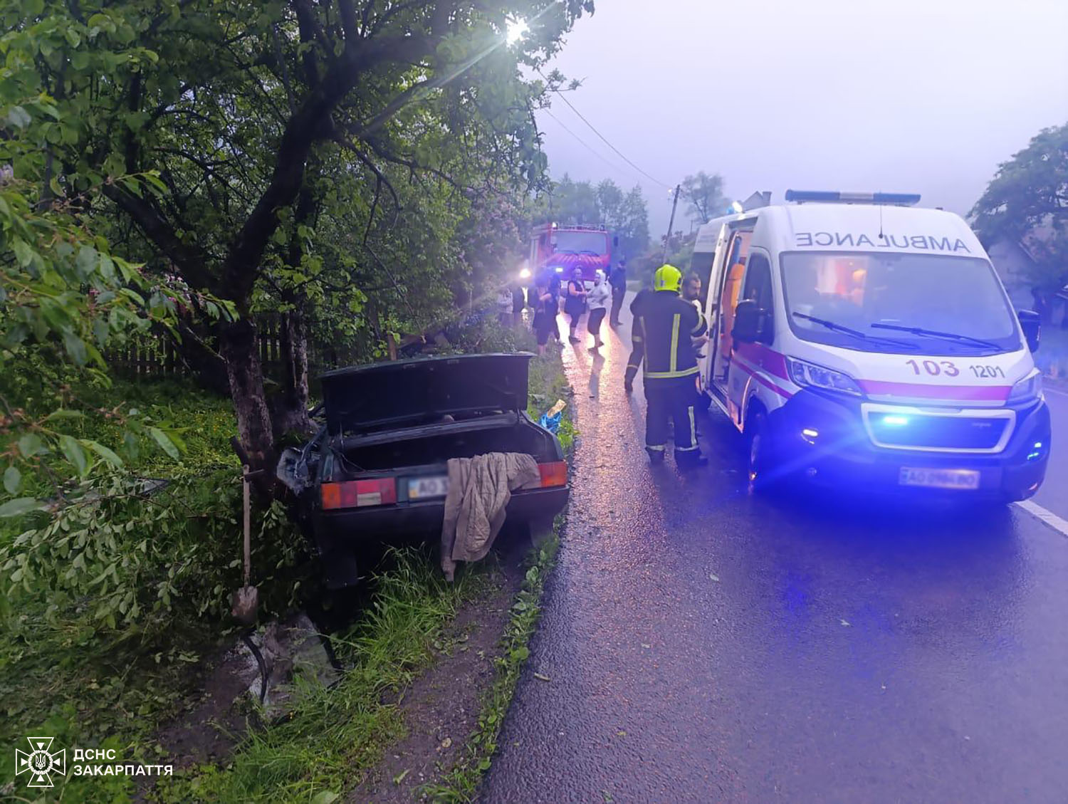 Аварія у Квасах, потрощене авто