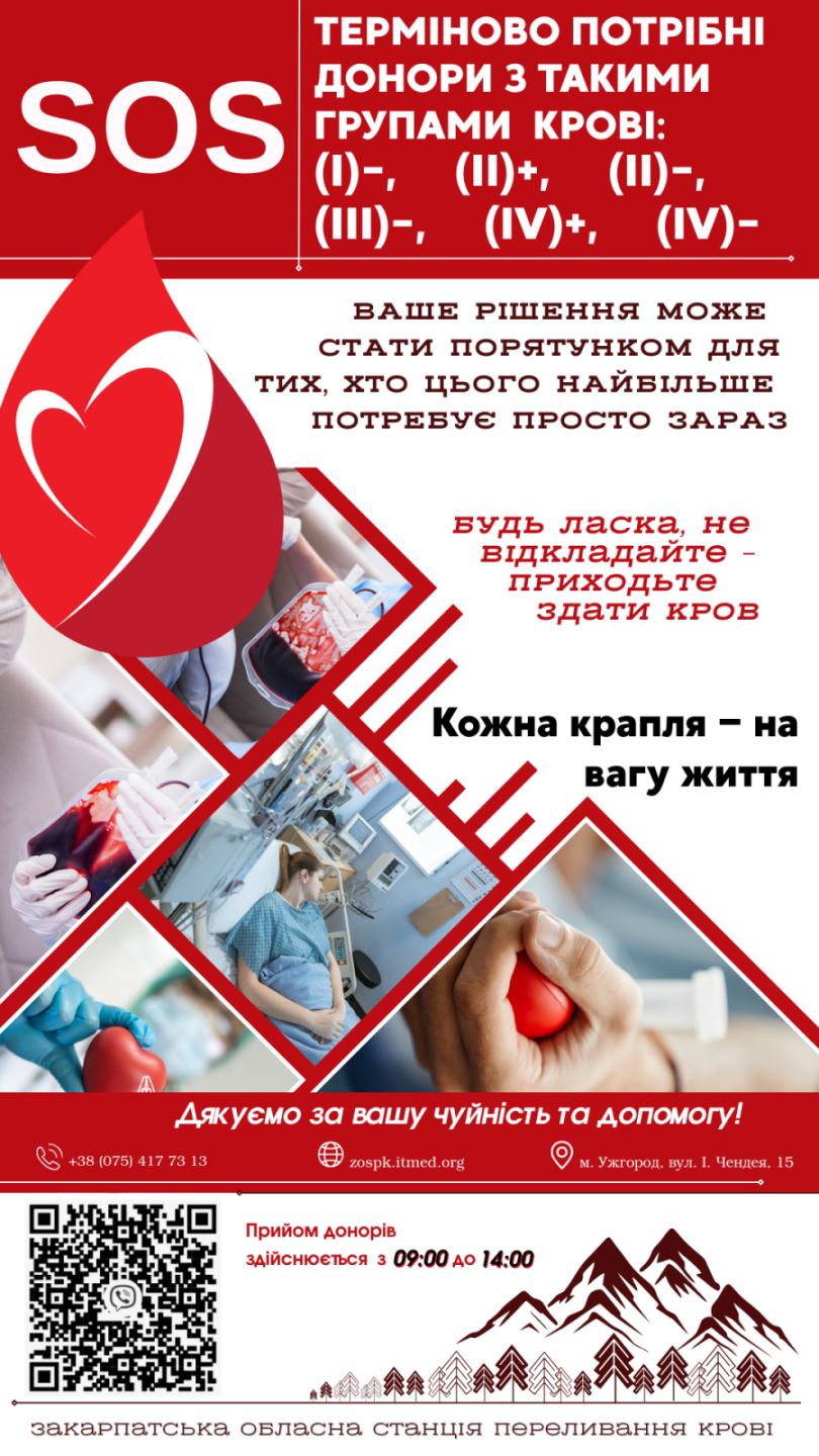 Необхідні донори крові на Закарпаття