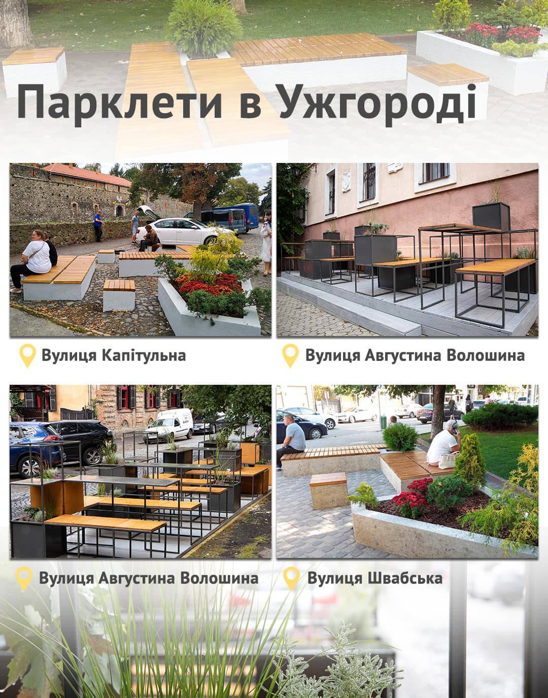 Фото щойно встановлених парклетів в Ужгороді
