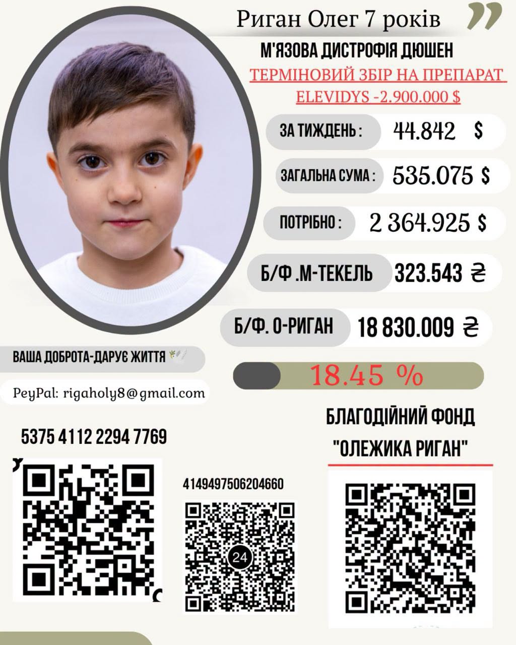 Допомога Олегу Ригану