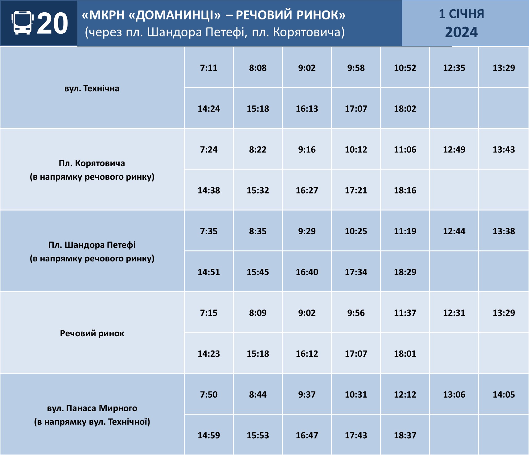 графік маршруту 