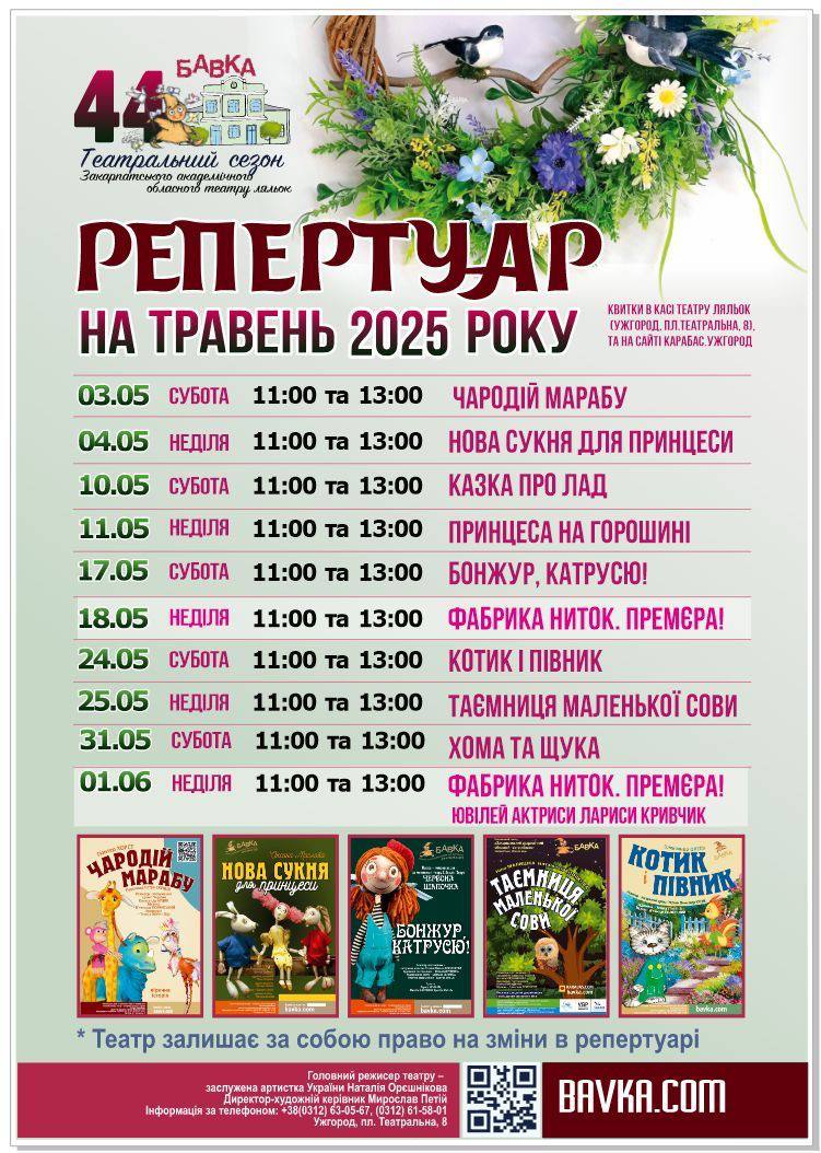Програма, травень, театр ляльок "Бавка" в Ужгороді