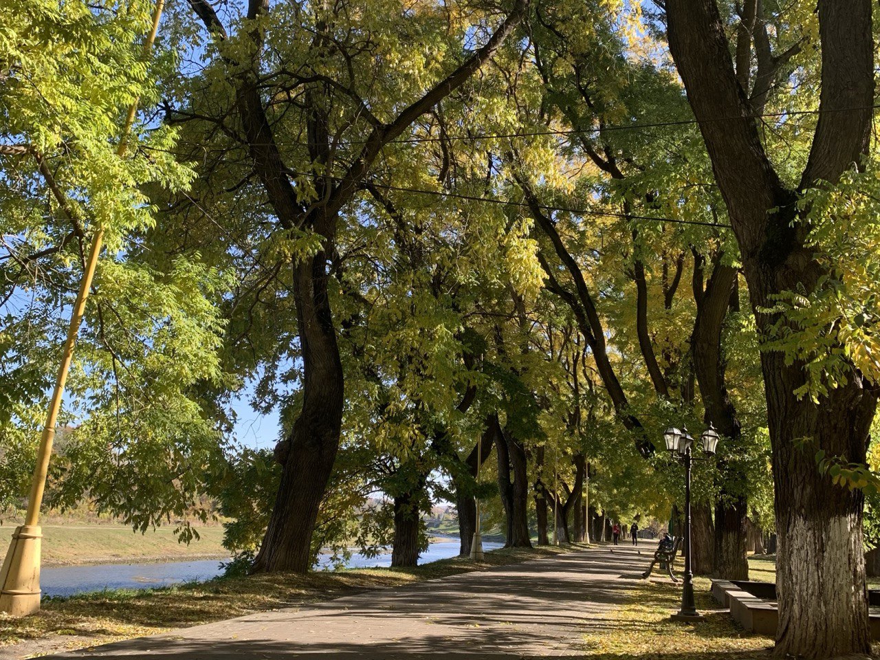 Осінній пейзаж Слов'янської набережної в Ужгороді