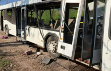 Пошкоджений дроном автобус