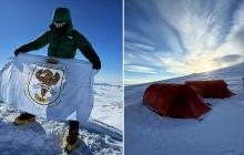 Михайло Переганя із прапором Тячева