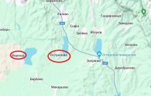 Карта із позначенням сіл Пістрялово і Форнош, де зафіксовані землетруси