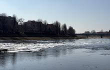 Річка Уж, Ужгород, лід, сніг, течія, небо