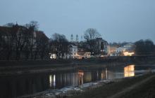 Ужгород, річка Уж, Київська набережна, пішохідний міст